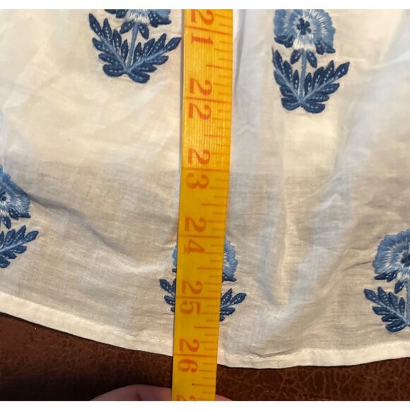 A Loves A White and Blue Embroidered Floral Top/ Size Medium - Picture 5 of 8
